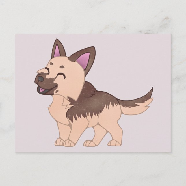 Carte Postale Chien berger allemand de Kawaii (Devant)