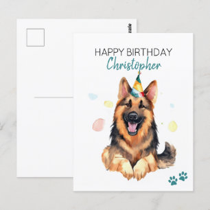 Carte Postale Chien Berger Allemand Joyeux Anniversaire Personna