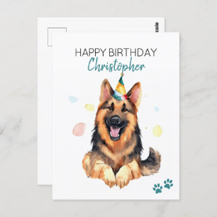 Carte Postale Chien berger allemand Personnalisé Joyeux annivers
