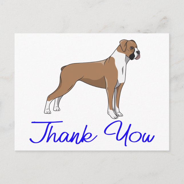 Carte Postale Chien Boxer de Dessin Animé Mignon Chien Merci (Devant)