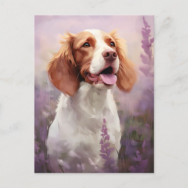 Carte Postale Chien breton en Lavender (Devant)