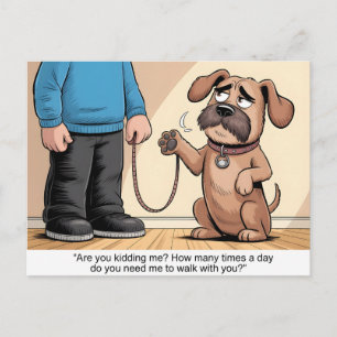 Carte Postale Chien Brun Grincheux Dessin Animé Drôle de Marche