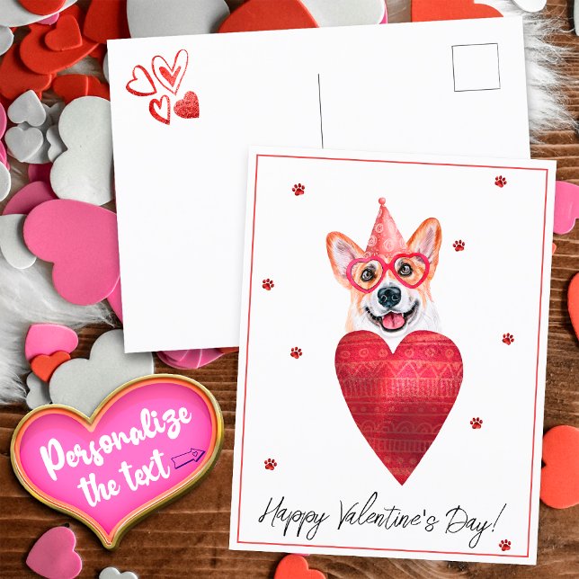 Carte Postale Chien cadeau de la Saint Valentin de Corgi (Créateur téléchargé)