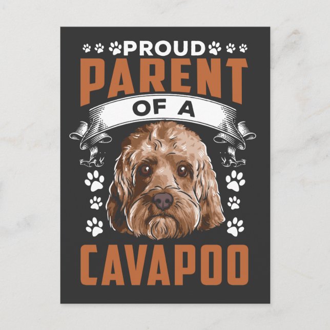 Carte Postale Chien Cavapoo Parent Cute Puppy Propriétaire (Devant)