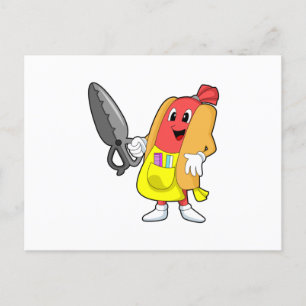 Carte Postale Chien chaud coiffeur avec ciseaux