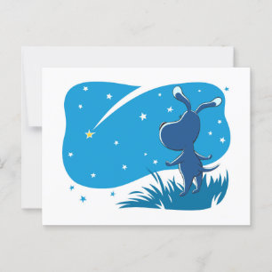 Carte Postale Chien Chiot Tirer Star Night Blue Starry Sky