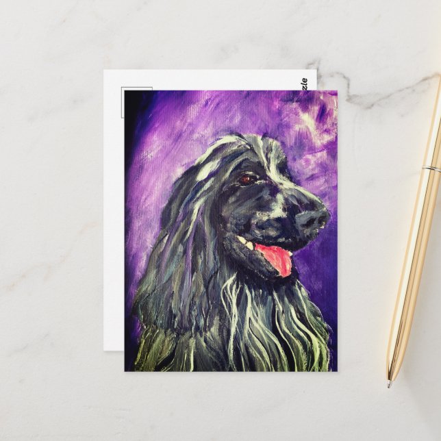 Carte Postale Chien Cocker Spaniel Blue Roan Peint (Devant/Arrière en situation)