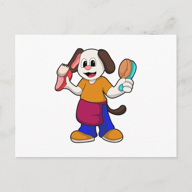 Carte Postale Chien coiffeur au rasoir (Devant)