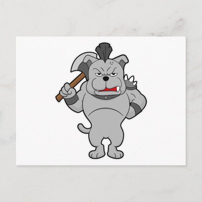 Carte Postale Chien comme guerrier avec hache (Devant)