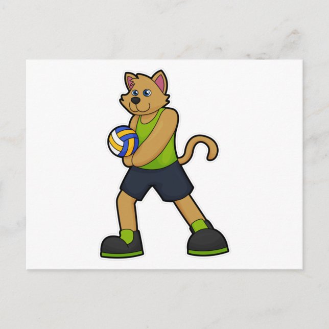 Carte Postale Chien comme joueur de volleyball avec volleyball (Devant)