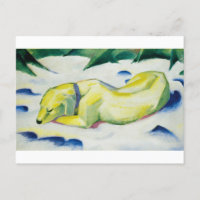 Chien couché dans la neige peinture par Franz Marc