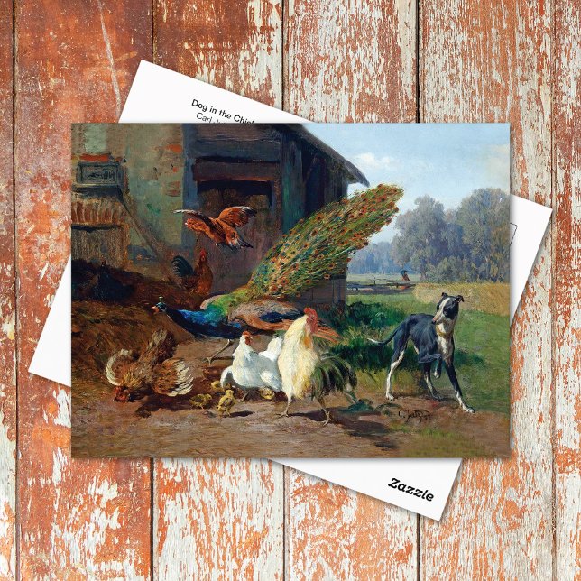 Carte Postale Chien dans la coop de poulet (Créateur téléchargé)