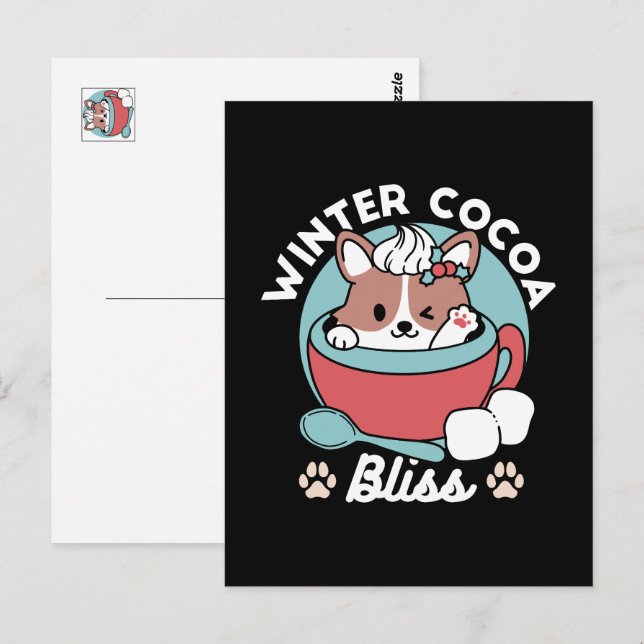 Carte Postale Chien dans la Mug Festive pour Vibes de vacances - (Devant / Derrière)