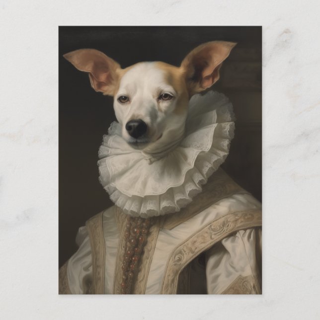 Carte Postale Chien dans les vêtements historiques (Devant)
