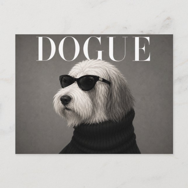 Carte Postale Chien de Berger Anglais Luxe Mode (Devant)