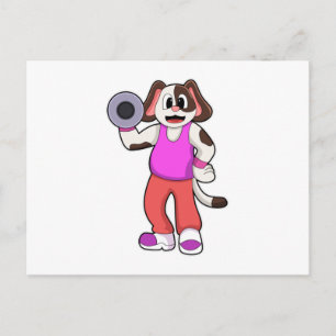 Carte Postale Chien de Bodybuilding avec Dumbbell