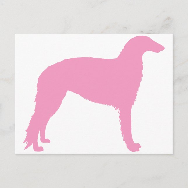 Carte Postale Chien de Borzoi (rose) (Devant)