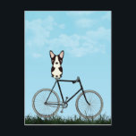 Carte Postale Chien de Boston assis sur un vélo Vintage<br><div class="desc">Carte postale avec un adorable Boston Terrier assis sur une bicyclette à l'ancienne pendant une journée d'été bleue.</div>