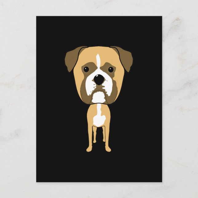 Carte Postale Chien de boxe. Tête surdimensionnée. (Devant)