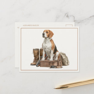 Carte Postale Chien de chasse à l'aquarelle de style vintage