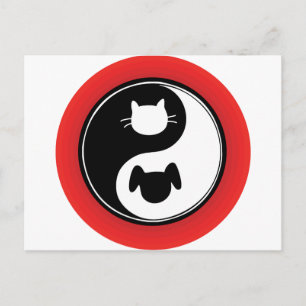 Carte Postale Chien de chat Yin Yang