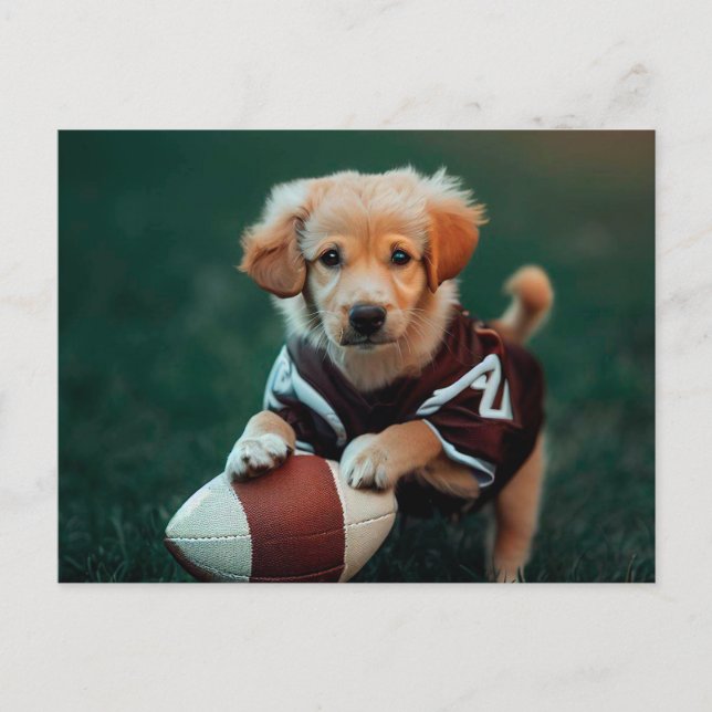 Carte Postale Chien de joueur de football (Devant)