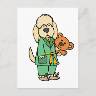 Carte Postale Chien de labradoodle mignon avec dessin animé d'ou