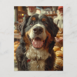 Carte Postale Chien de montagne bernois dans le magasin de chees