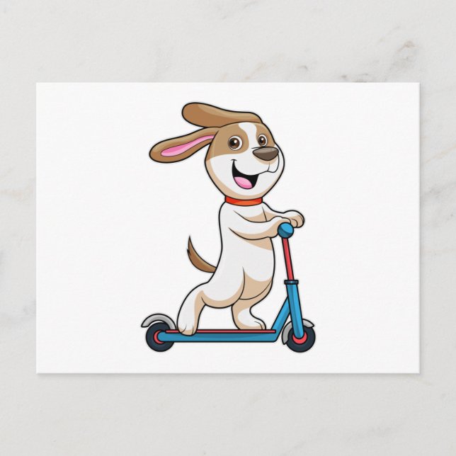 Carte Postale Chien de motard avec scooter (Devant)