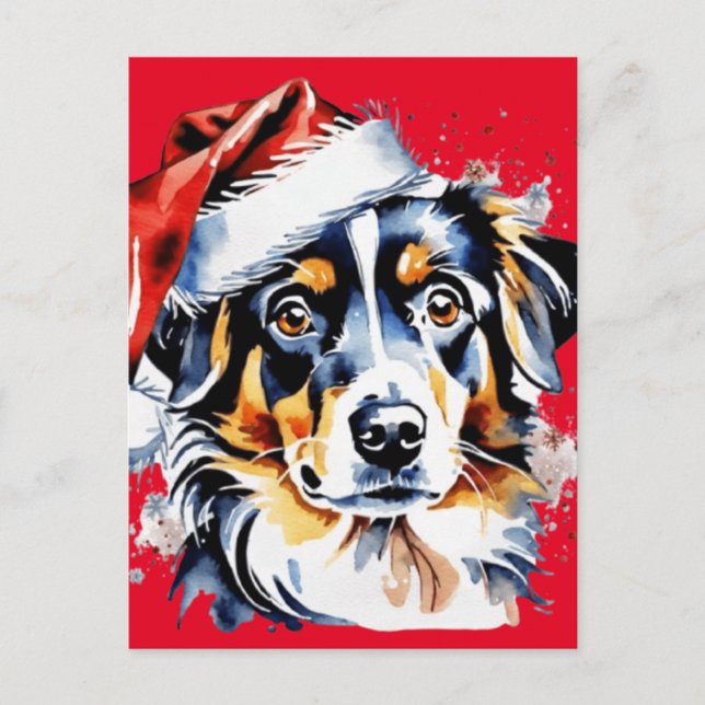 Carte Postale Chien de Noël mignon (Devant)