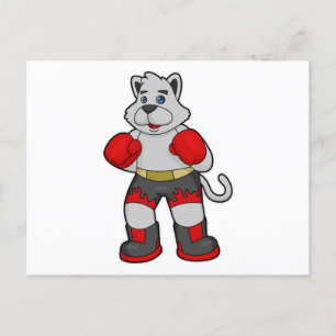 Carte Postale Chien de race Boxer avec gants de boxe