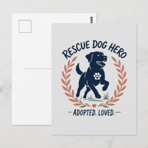 Carte Postale Chien de Sauvetage Héros Adopté Amour Empreinte de