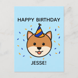 Carte Postale Chien de Shiba Inu Salutation d'anniversaire ble