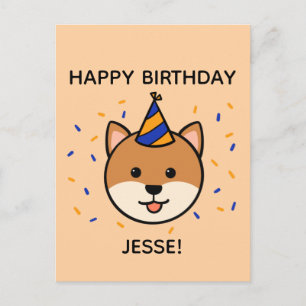 Carte Postale Chien de Shiba Inu   Salutation d'anniversaire ble