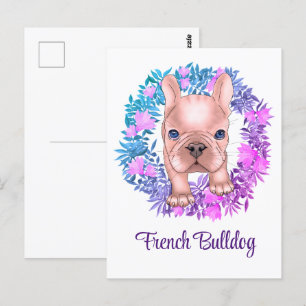 Carte Postale Chien de taureau français. Aquarelle