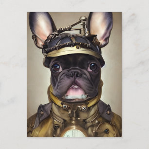 Carte Postale Chien de taureau français Steampunk