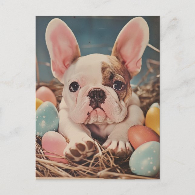 Carte Postale Chien de taureau Vintage Pâques (Devant)