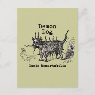Carte Postale Chien Démon Vintage Drôle Mignon