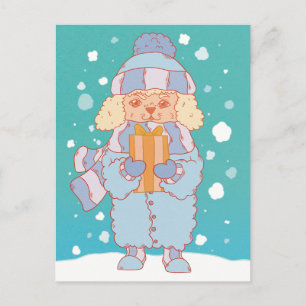 Carte Postale Chien d'hiver douillet