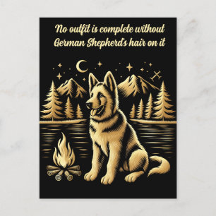 Carte Postale Chien doré au coin du feu de camp