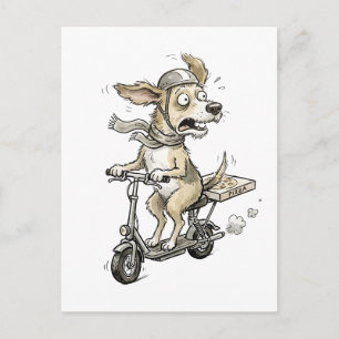 Carte Postale Chien drôle sur scooter