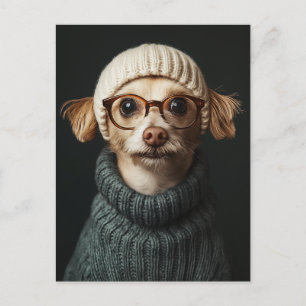 Carte Postale Chien élégant en tenue confortable