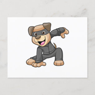 Carte Postale Chien en costume de ninja
