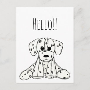 Carte Postale Chien en dalmate dessin simple noir