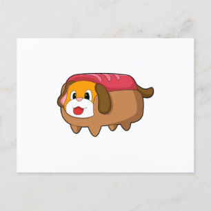 Carte Postale Chien en Hotdog