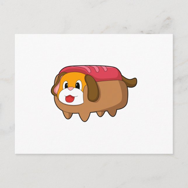 Carte Postale Chien en Hotdog (Devant)