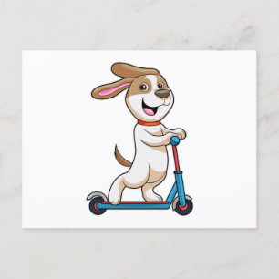 Carte Postale Chien en motard avec scooter