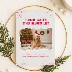 Carte Postale Chien en photo avec chapeau de Père Noël sur liste