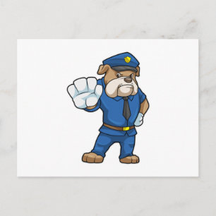 Carte Postale Chien en policier avec uniforme de police