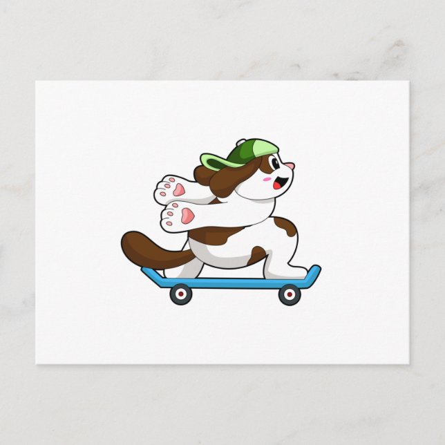 Carte Postale Chien en tant que skater avec skateboard (Devant)